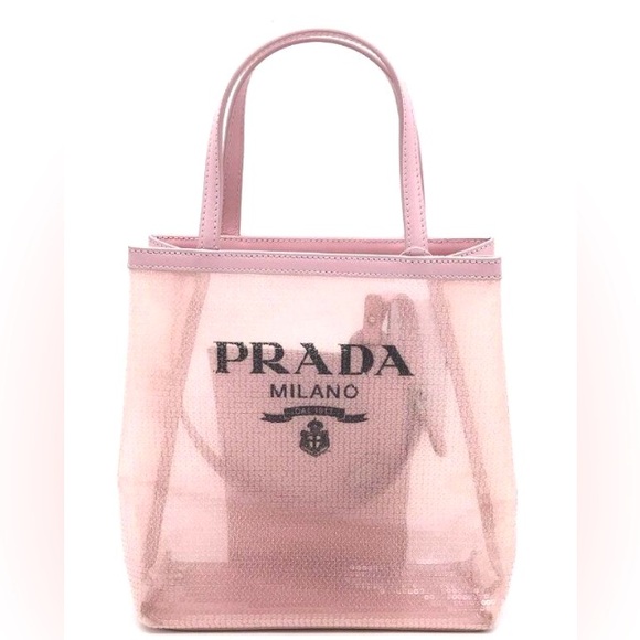 Prada Light Pink Small Sequin Mesh Tote with Matching Wristlet ๐ - Picture 1 of 16